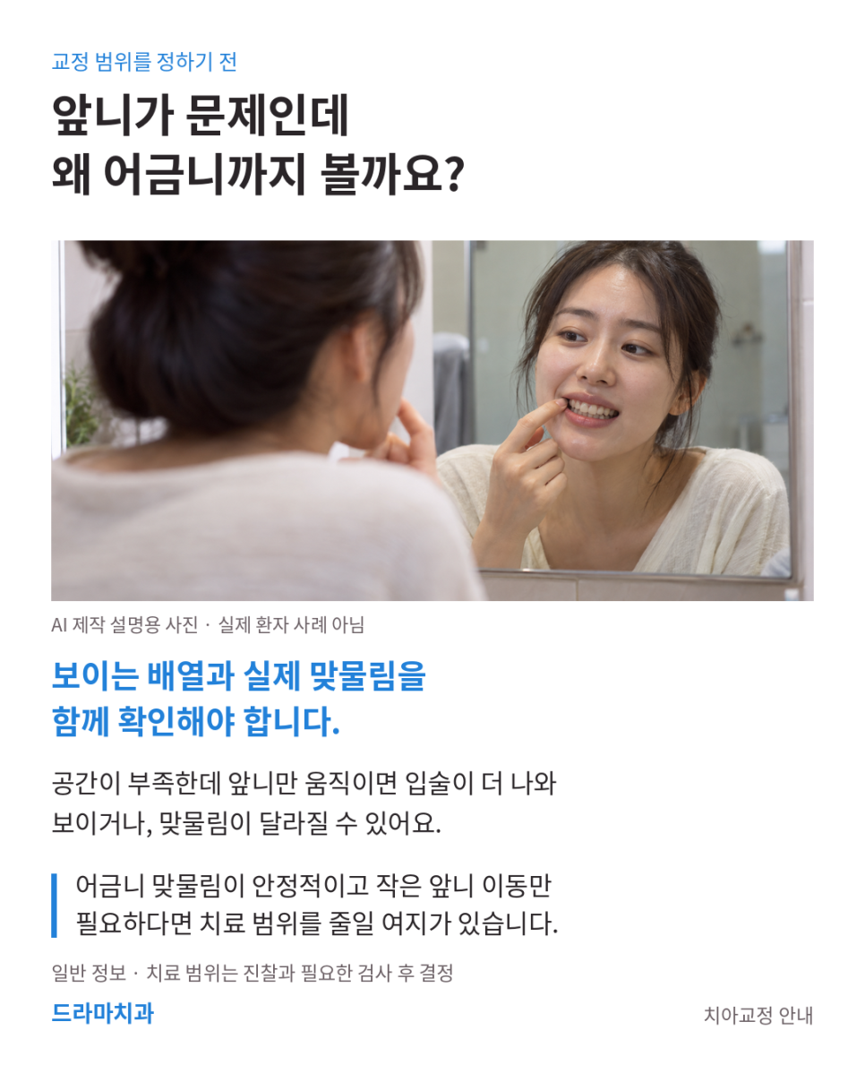 분당치아교정, 앞니만 삐뚤다면 부분교정으로 될까요?